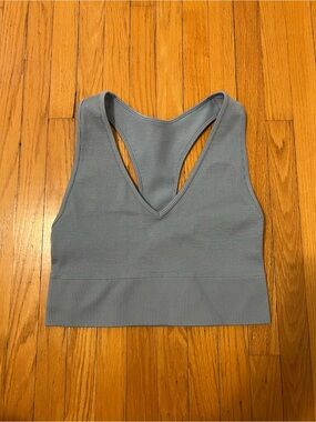 Gilly Hicks Ribbed Racerback Crop Tank - Light Blue